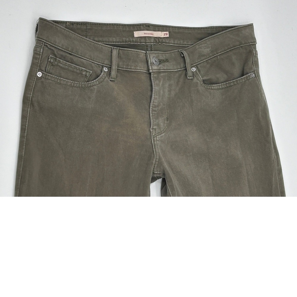 Levi's 711 Skinny Jeans Size 29 Olive Green Mid Rise Stretch Denim Pants Capsule - Picture 4 of 9